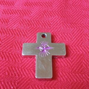 Silver Cross Pendant with Purple Eye Design